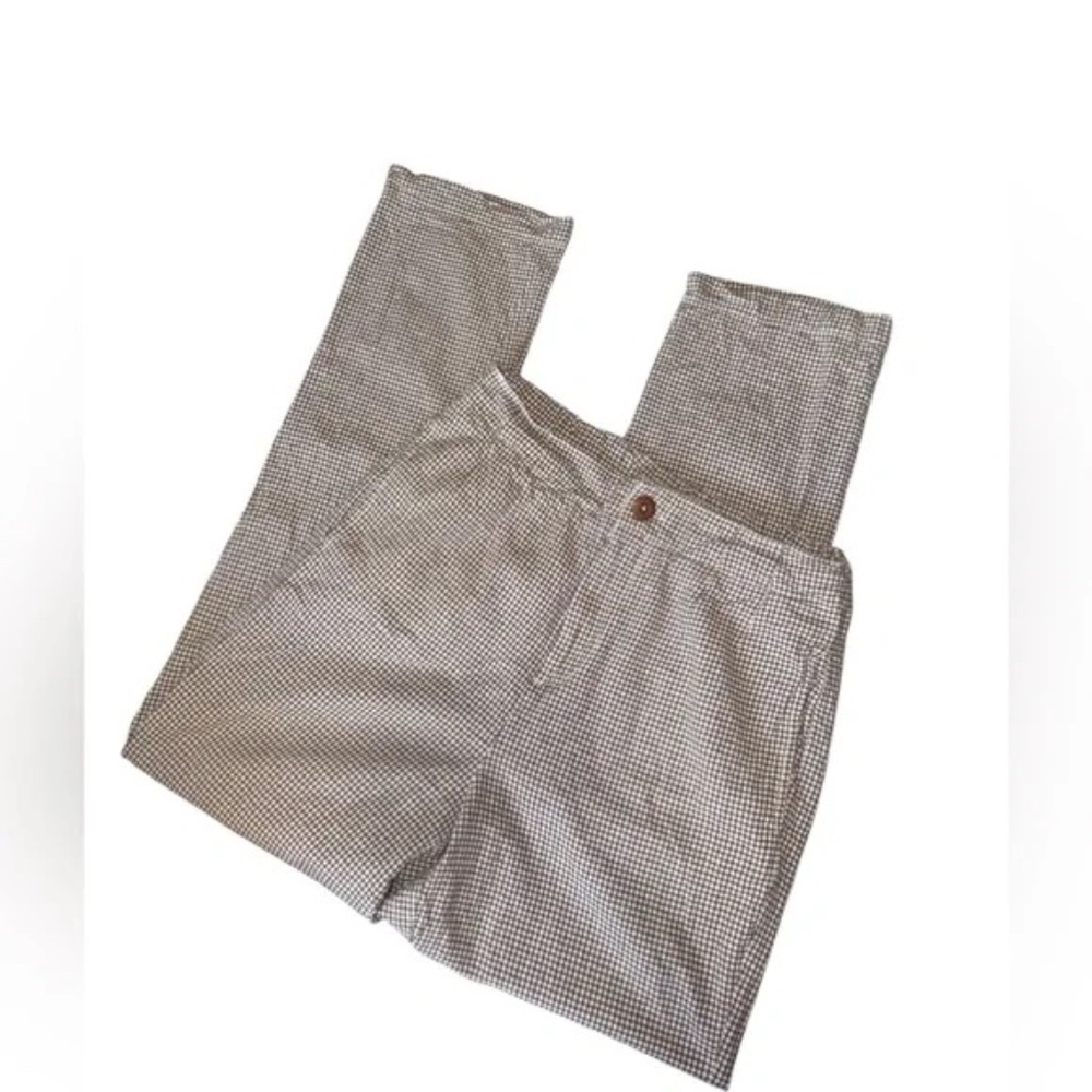 FREE PEOPLE Kate Plaid Straight Leg Pant in Brown & White in Size Small - Picture 3 of 8